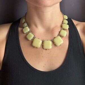 Yellow and Green Statement Necklace with Square-Cut Stones